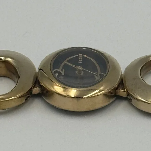 Fossil Womens Gold Tone Oval Link Bracelet Watch Black Dial ES-9457 - Picture 8 of 16